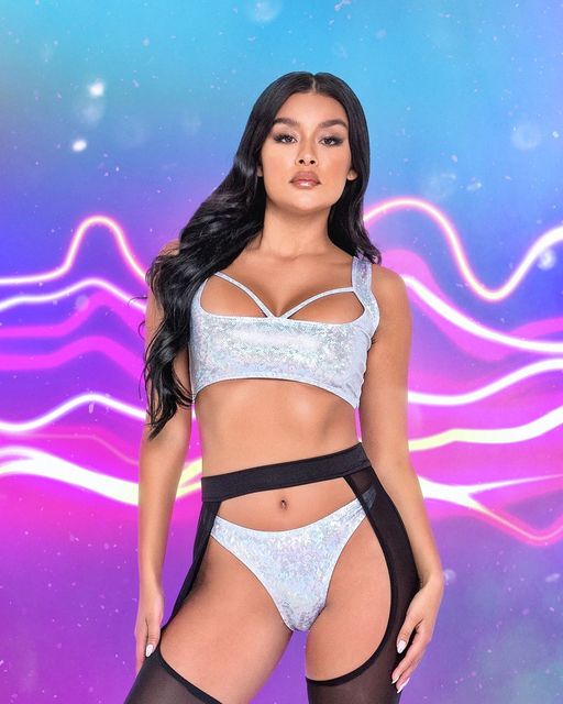 Shimmer cheeky bottom rave outfit, view 1